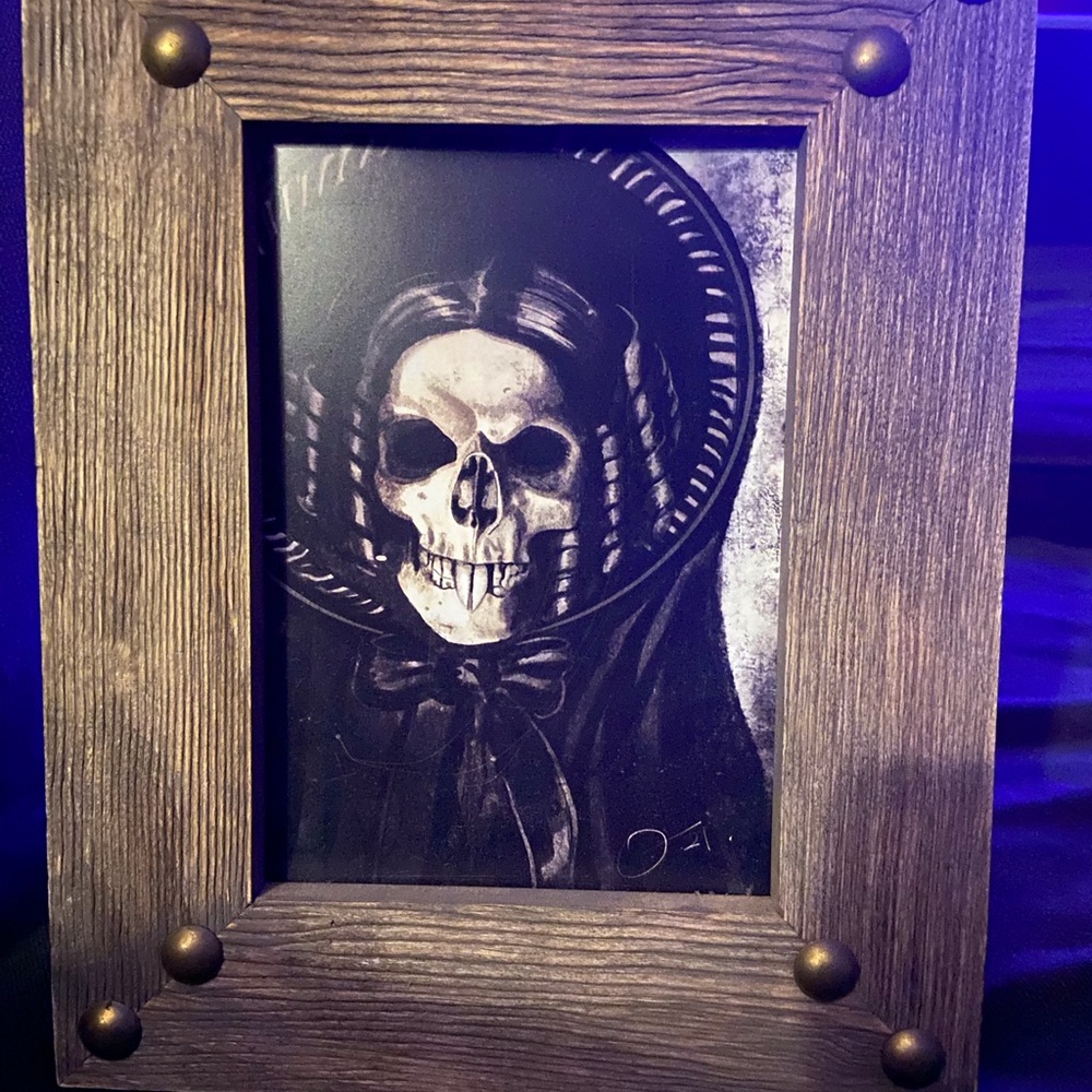 Gothic Witch Skull Wood Frame 6x9